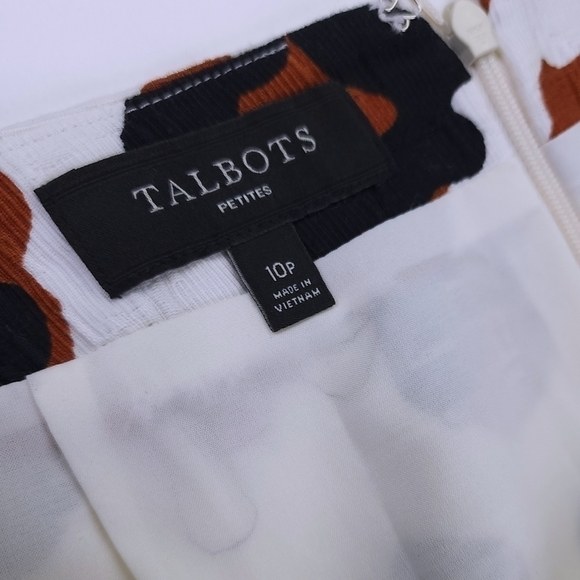 Talbots Petites White Brown Black Animal Print Skirt Sz 10p - Picture 7 of 14